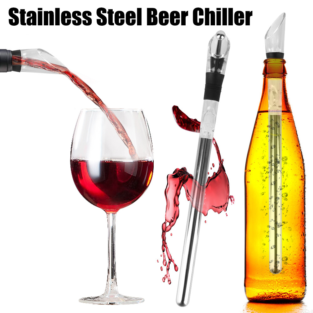 Aerator Pourer Wine Cooler Set Wine Bottle Cooler Stick Stainless Steel Cooler Rapid Iceless Wine Ch