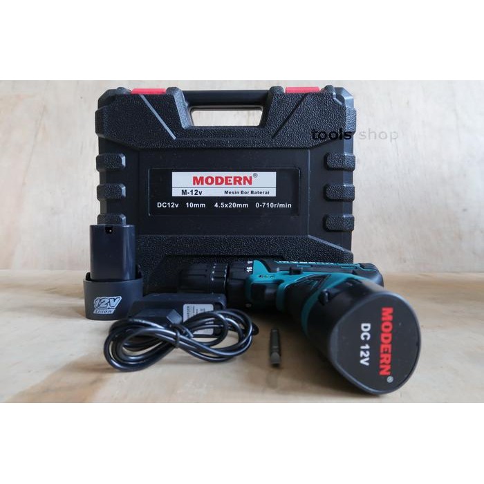 Modern Mesin Bor Baterai M-12V/ Cordless Drill 10Mm
