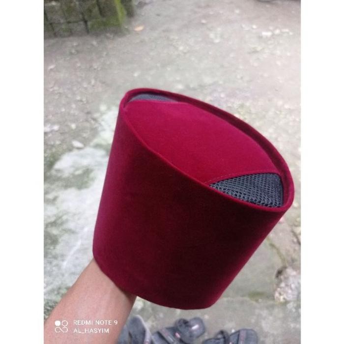 ASLI Songkok kopeah kopyah merah merah betawi Tinggi 11cm, 12cm, 13cm, 1, 15cm Peci maroon Muslim