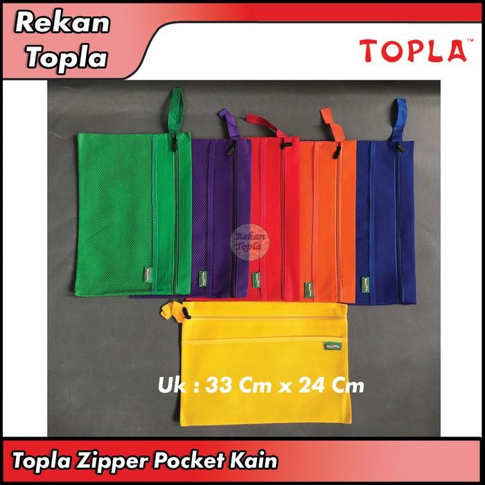 New Zipper Pocket Kain / Map F4 Kain / Map Resleting Folio Bahan Kain / Merek Topla