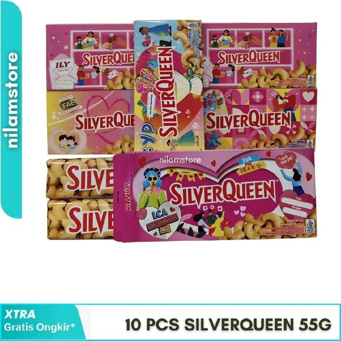 ORIGINAL 10 Pcs Silverqueen Besar Mede/Almond 55g Silverqueen 55g Chocolate Cokelat Cemilan Manis