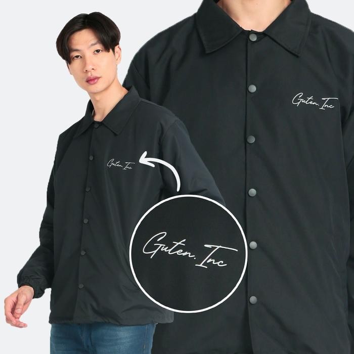 maz6- Guteninc - Jacket Parasut Pria Letter Black Coach Jacket