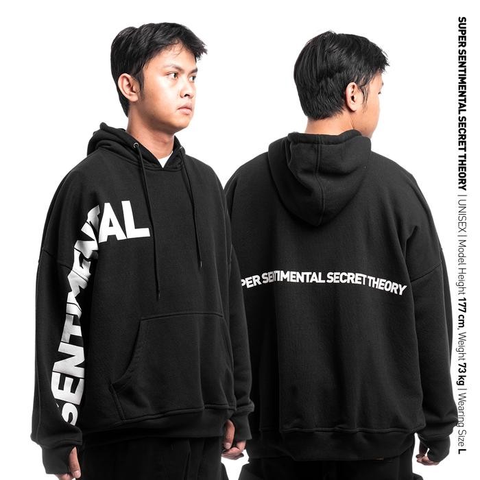 Sale Ssst Cross Long Oversize Hoodie Black Fleece Hitam