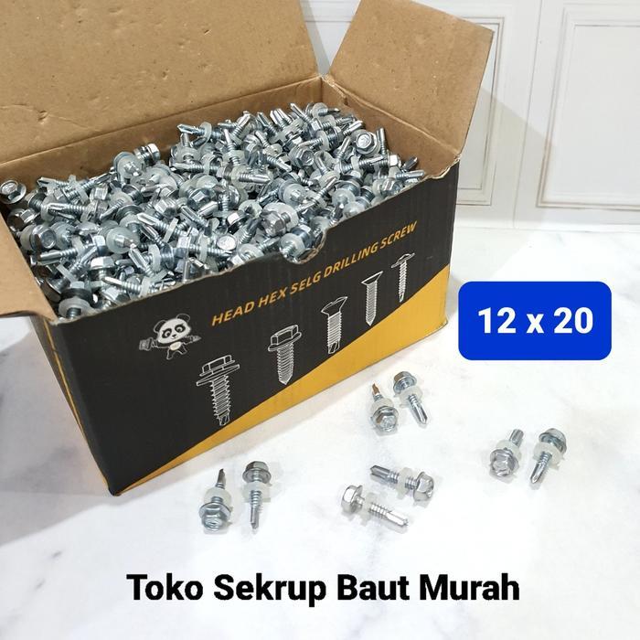 NEW Baut Drilling 12x20 / Baut Roofing 12x20 / Driling Sds/Sekrup Baja Ringan 12 x 20 Isi 100Pcs