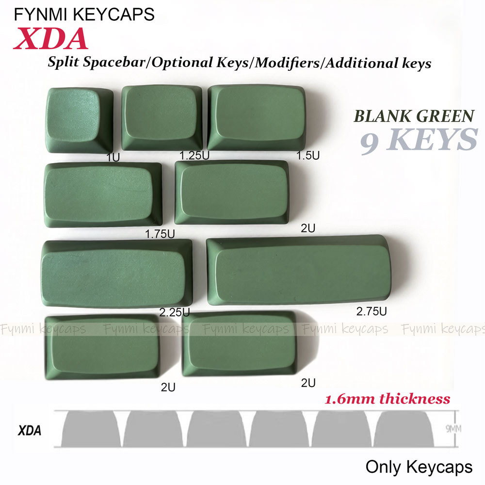 Fynmi XDA Optional Keycaps 1/1.25/1.75/2/2.25/2.75/6.25U Blank white/Green/Milk PBT Additional