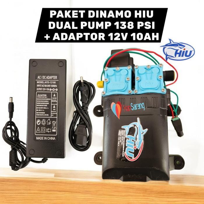 HIU Paket Adaptor Dinamo Pompa Air HIU Dual Pump 138 PSI 12 Volt DC Sprayer Pump Double Power NARA
