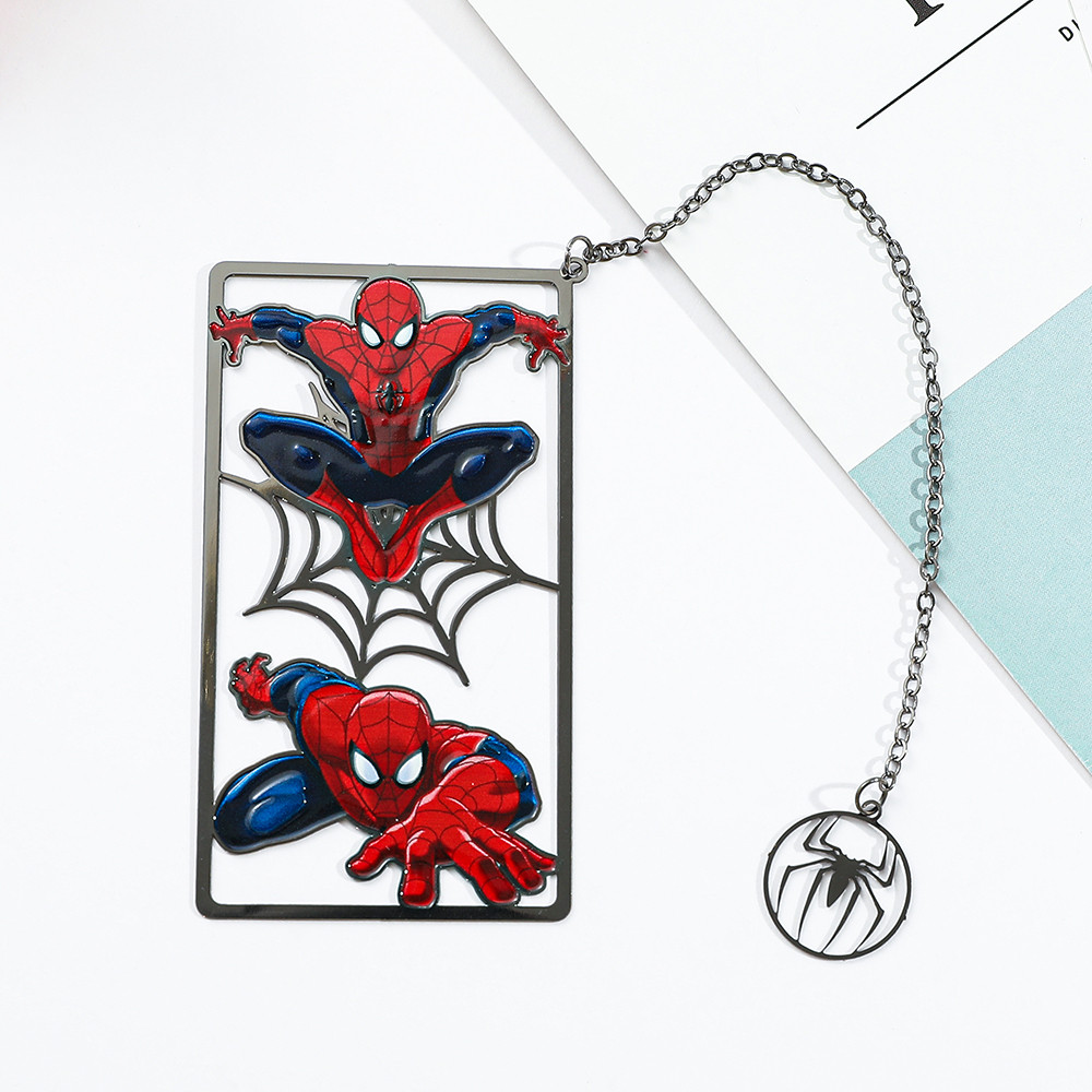 Marvel Superhero Metal Bookmark Spiderman Iron Man Thor Captain America Creative Card Book Mark with