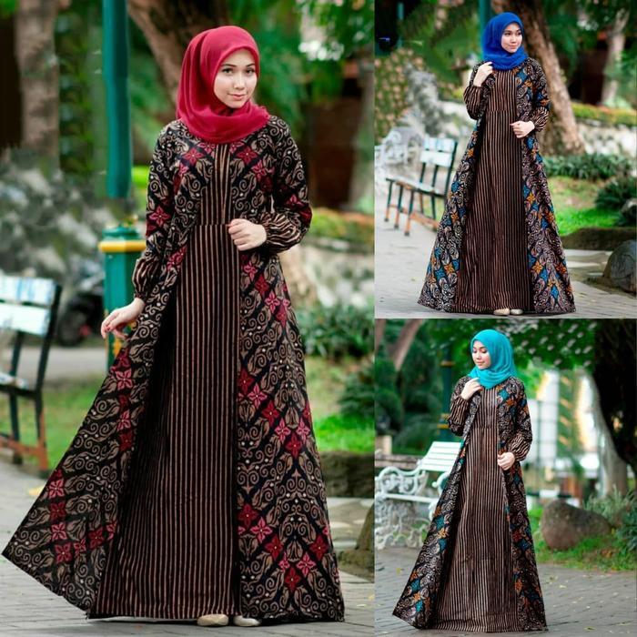 Nk Batik Gamis Wanita Syari Avril Jumbo Maxy Dress Terbaru 