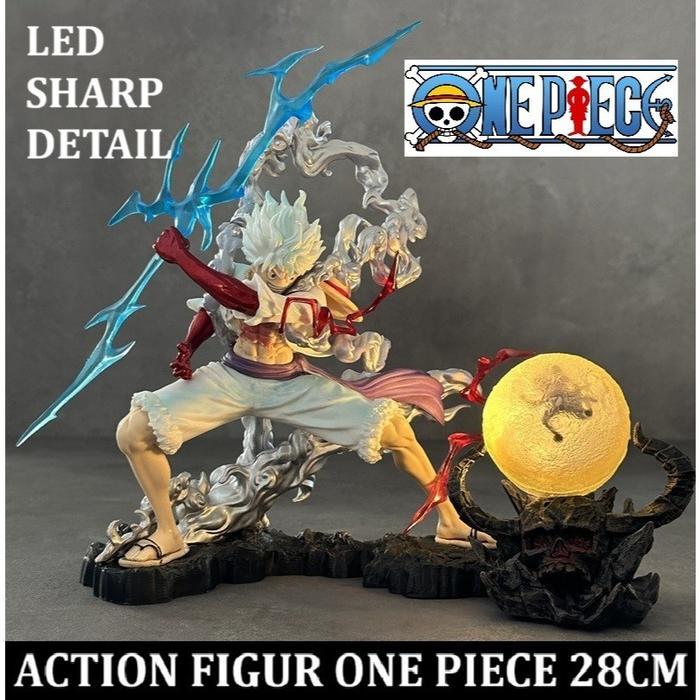 AF001 Action Figure Luffy One Piece Statue Sun Nika Lutfy Gear 5 Wink Studio design LED hiasan kamar