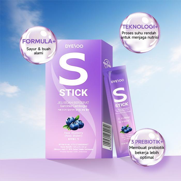Dyesoo S STICK Jeli Buah Berserat [Multi Rasa] 3 BOX [15 PCS] Apel Hijau / Bluberi / Persik,