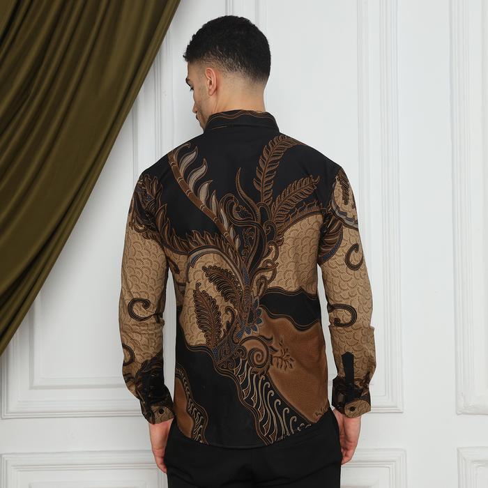 Enzy Batik Kemeja Batik Pria Slimfit Jayabaya - Black