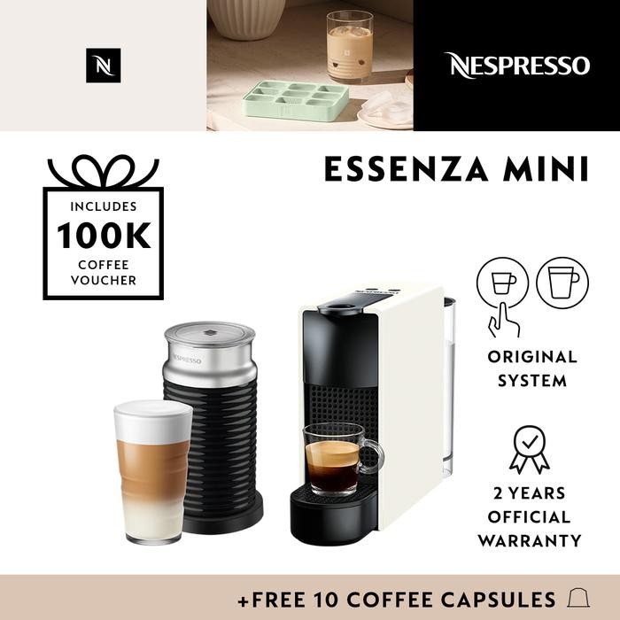 

NESPRESSO ESSENZA MINI COFFEE MACHINE, WHITE WITH AEROCCINO3