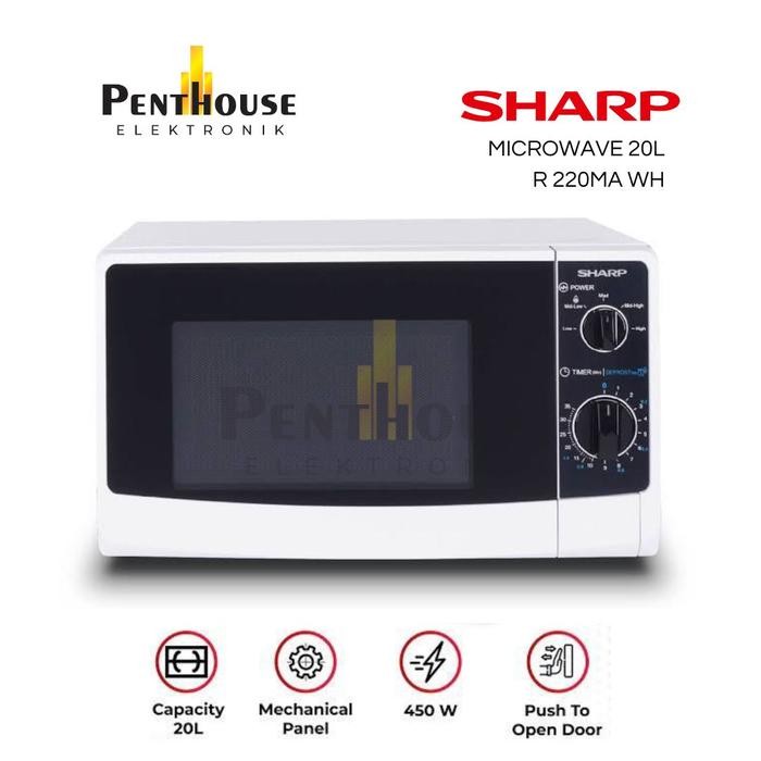 Sharp Microwave Solo R-220Ma-Wh 20 Liter 450 Watt / R 220Ma Wh