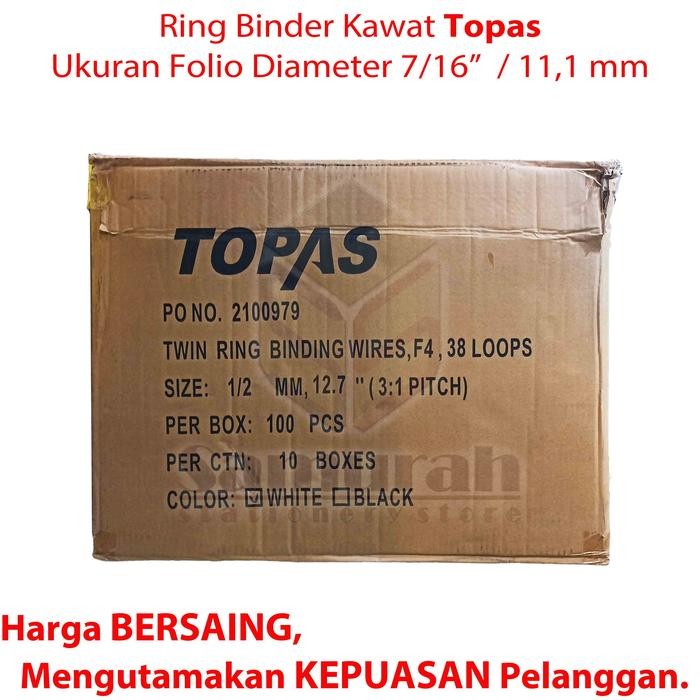 

Ring Binder Kawat Topas Ukuran Folio 1/2" Diameter 12,7 Mm / 38 Wire Ring Binding 3 : 1 Isi 100