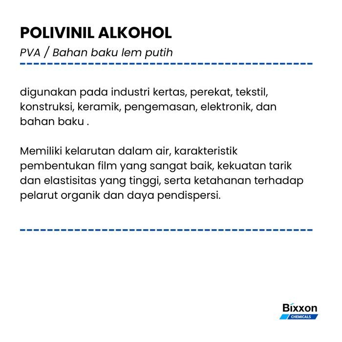 

PVA POLYVINYL ALCOHOL PVOH EX JAPAN (BAHAN BAKU LEM PUTIH)