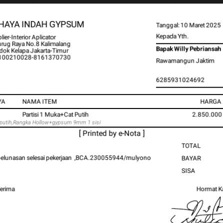 partisi gypsum Rawamangun