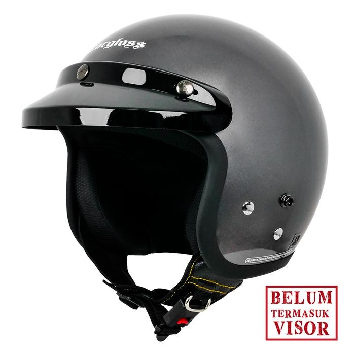 Helm Cargloss Original CFM Retro Army Half Face - Anchor Grey Glossy Motor Motorcycle