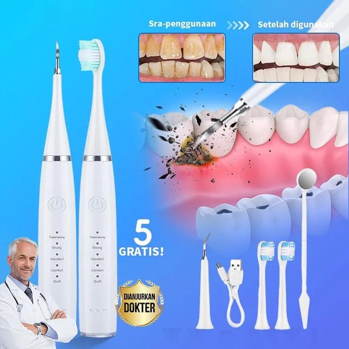 Smart Ultrasonic Scaling Alat Pembersih Karang Plak Sikat Gigi Electric 1 Set Dental Scaling