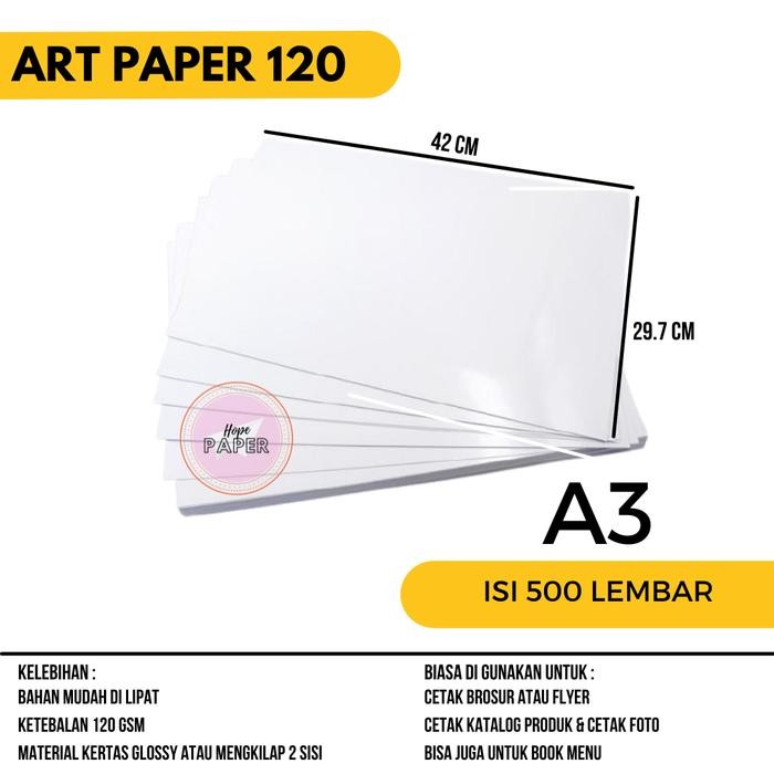 

Kertas Art Paper 120 Gsm A3 isi 500 Lembar / Art Paper 120 Gsm A3