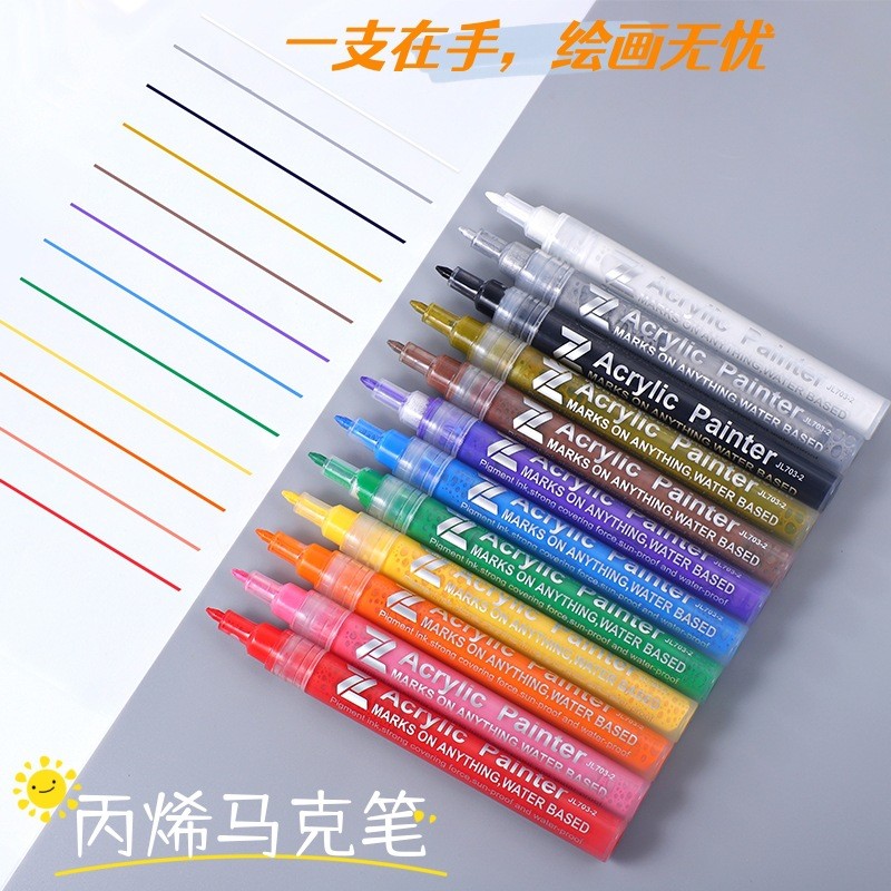 

Spidol Akrilik 12 Warna - Spidol Warna Anak, Spidol Marker Cat Air untuk DIY & Seni, Set 12pcs dengan Ujung Bulat |116FKAYV|