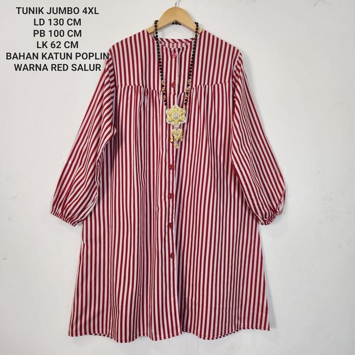 mul Tunik Jumbo Ld 130 - 140 Cm Motif Garis Merah Putih Koleksi Agustusan