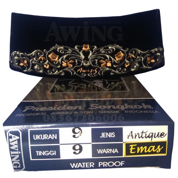 Songkok Kopyah Peci Awing New Antique Emas Motif Muslim