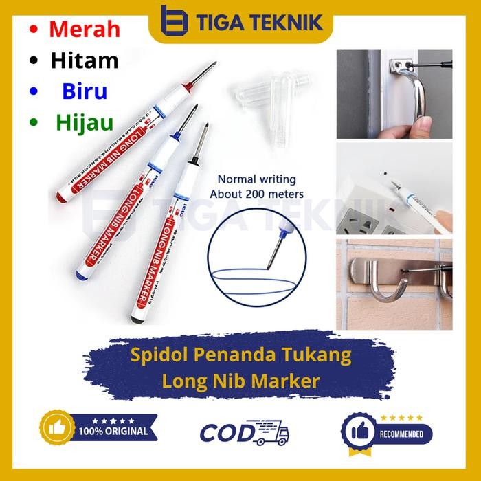 

New Spidol Tukang Penanda Long Nib Marker Kepala Panjang - Tahan Air dan Cepat Kering