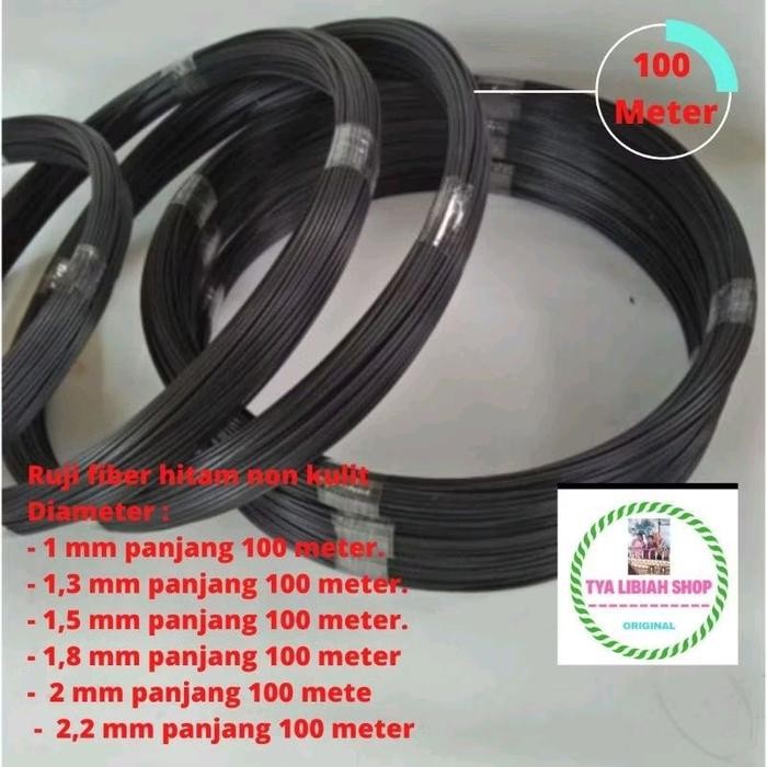 Pilihan- Ruji Jeruji Fiber Hitam Non Kulit 1Mm 1,3Mm 1,5Mm 1.8 Mm 2 Mm 2.2Mm Rol 100 Meter Ruji