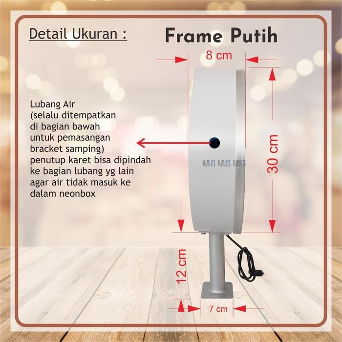 Neon Box Bulat Mini 30Cm 1Sisi - Dc 12Volt - Polos + Bracket 12Cm