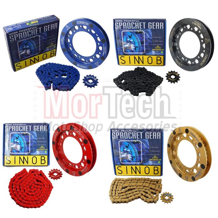 Sinnob Gear Set Rantai Chain Kit Yamaha R15 New Vva V3 Merah