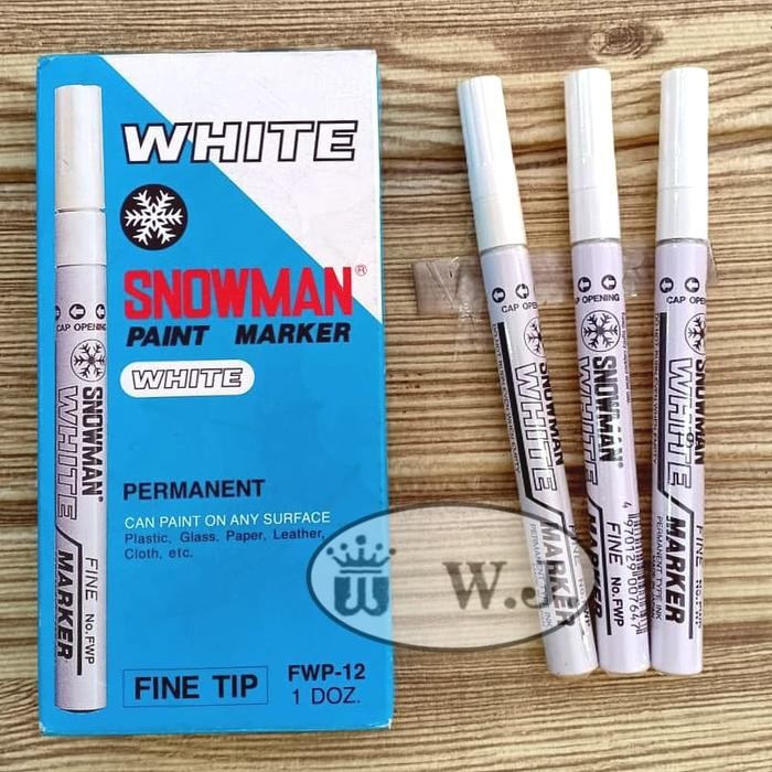 

OJ Spidol SNOWMAN Permanent WHITE Kecil (Fine Tip)