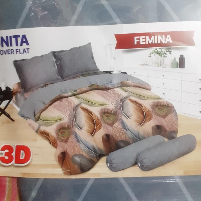 Bed Cover Set Sprei Flat Uk 180X200 Bonita Motif Femina