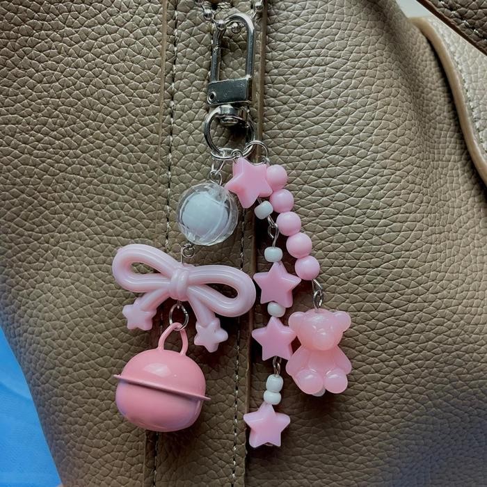 

New Bag Charms Ganci Aesthetic Pastel Gantungan Pita Lucu Gantungan Liontin Krincing K05