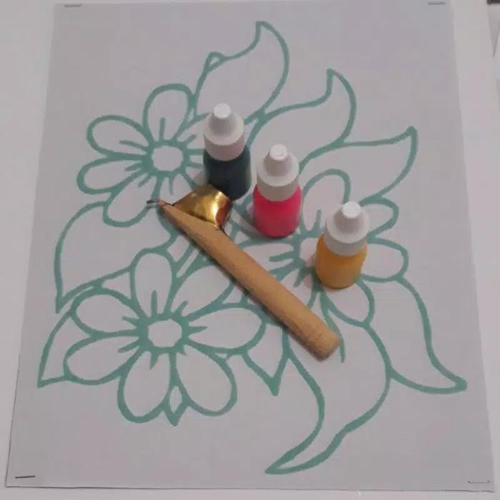 Pilihan- Alat Batik Lengkap Kain Mori, Canting, 3 Botol Pewarna Batik