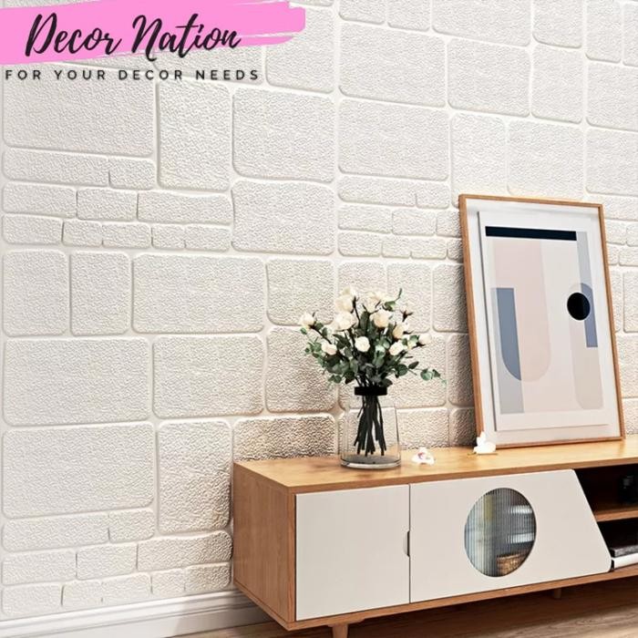 New decor.nation WALLPAPER DINDING FOAM MOTIF BATU ALAM HITAM TEBAL 7MM