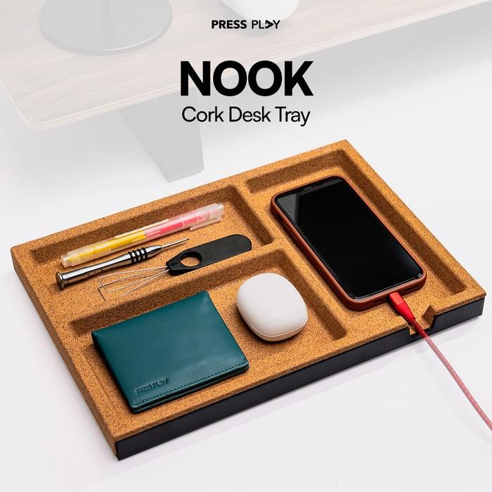 

TERLARIS! NOOK CORK DESK TRAY Standalone Wooden Tray Organizer