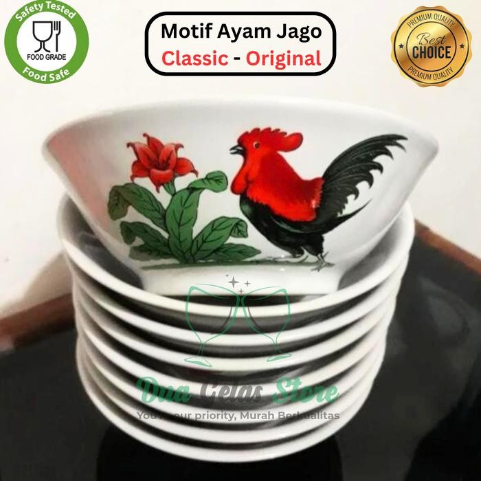 Mangkok Mie Bakso Soto Bubur Keramik 6 Inch Motif Ayam Jago Lucky Food Grade 1 lusin 6 12 pcs