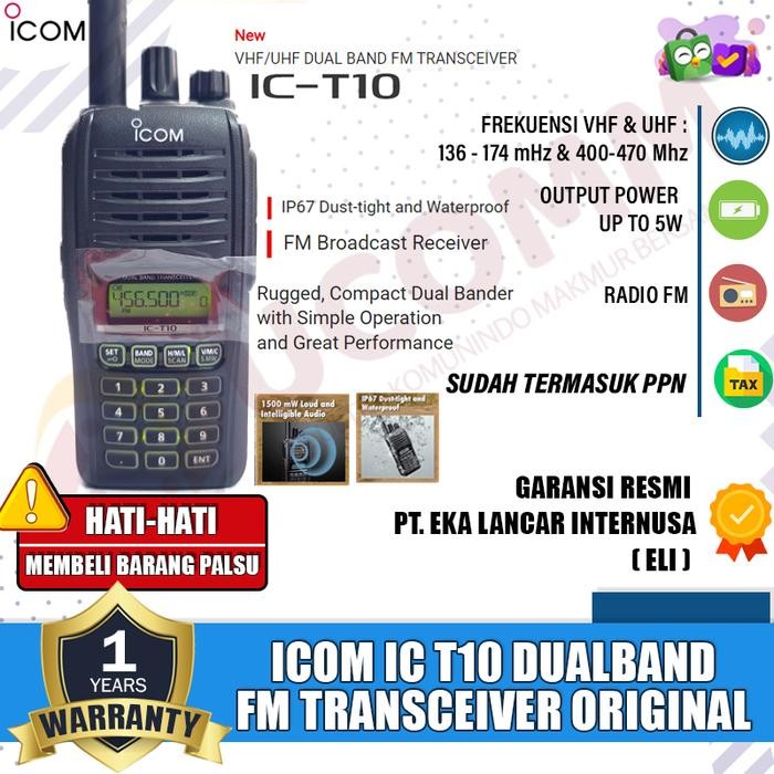 Ready Icom IC T10 DualBand IP67 HT Icom Dual Band IC-T10 Waterproof Original Garansi