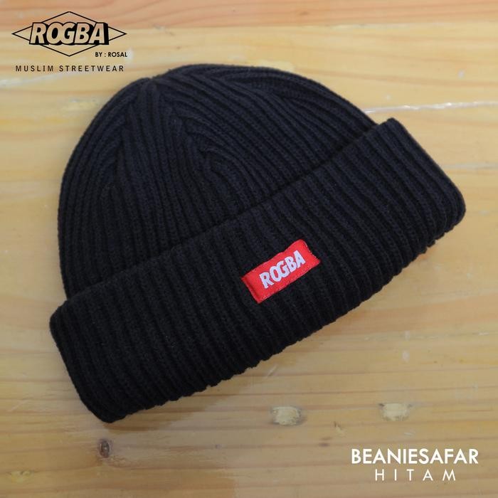 Short beanie hat topi kupluk pendek tebal - Hitam