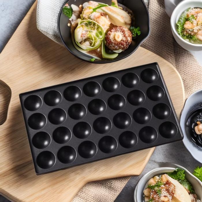 28 Lubang Cetakan Takoyaki No-Stick Baking Tray Cetakan Takoyaki Anti Lengket Kecil Abby