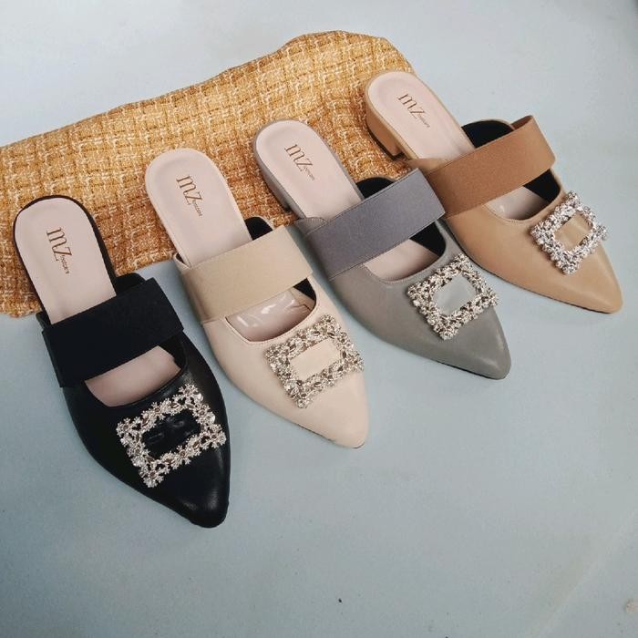 Donatello - Sepatu Sandal Mule Wanita Ukuran Jumbo 45-37 Heels 3Cm Variasi Tali Karet