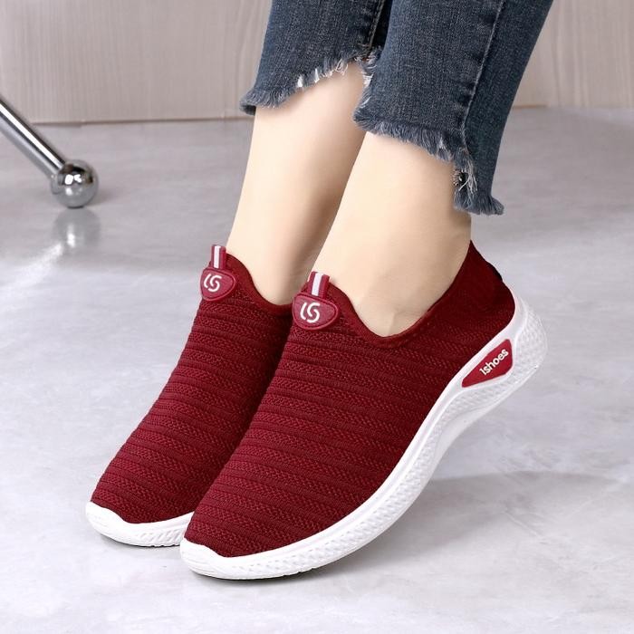 Donatello - Sdl075 Sepatu Slip On Wanita Size 36-42 Simple Polos Ringan Olahraga Gym Korea Sport