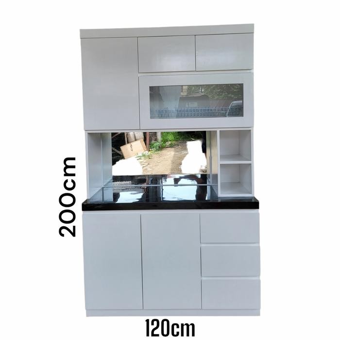 Lemari sayur 3 pintu NEW meja hitam HPL duco/kitchen set/lemari dapur/rak sayur minimalis/Nota