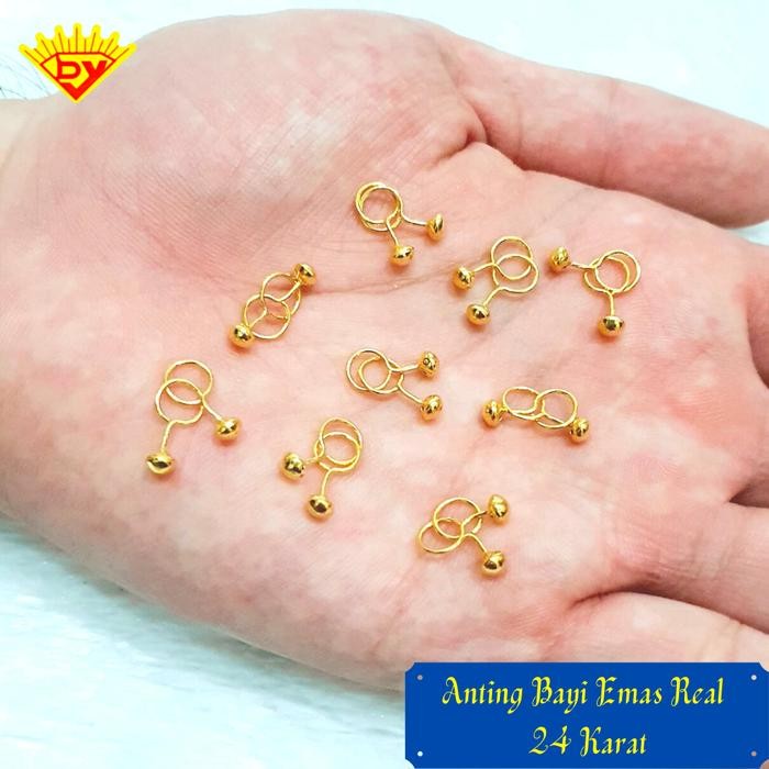 0qwf- Anting Bayi Emas Tua 24 Karat
