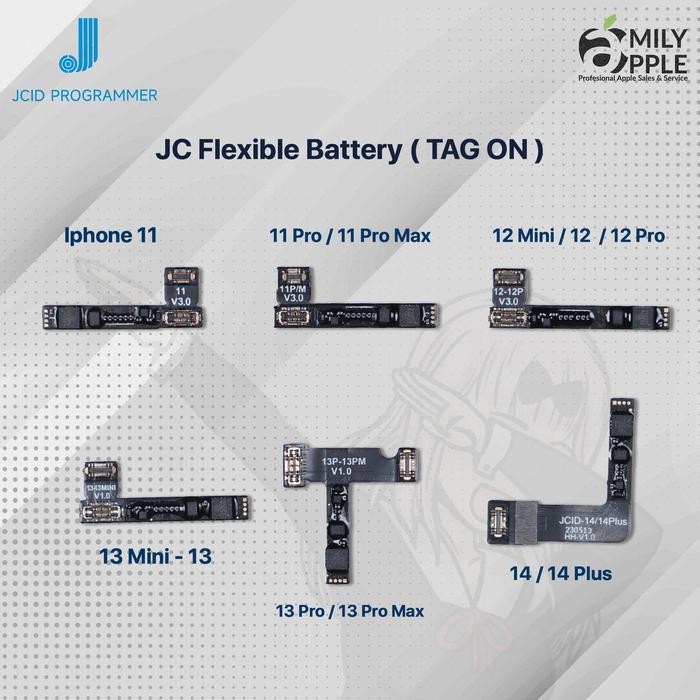 JC Flexible Battery TAG ON Iphone 11 11 ProMax 12 Mini 12ProMax 13 14