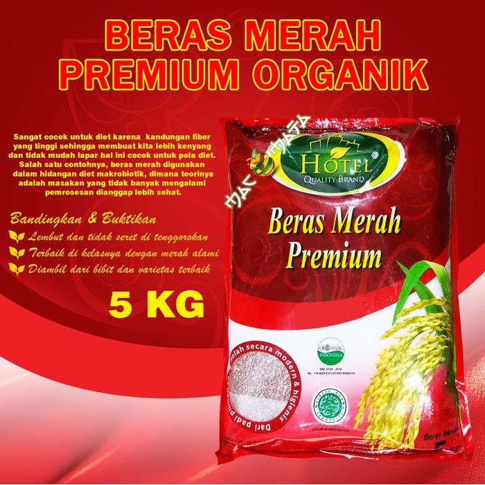 Cepatsampai- Beras Merah Hotel 5Kg - Beras Organik Merah Hotel-Beras Merah Premium