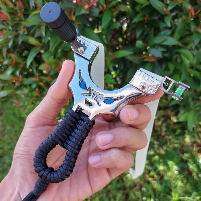 q9v5- Ketapel Monster Laser Stainless Slingshot Hunting Ott