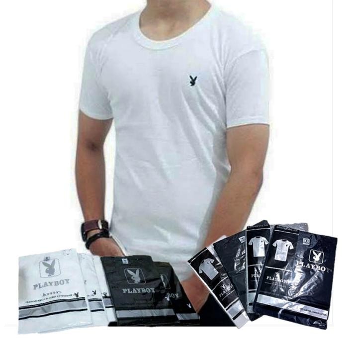 rv45- Kaos Oblong Playboy Kaos Dalam Pria Jumbo Bigsize Xxl Xxxl Crew Neck