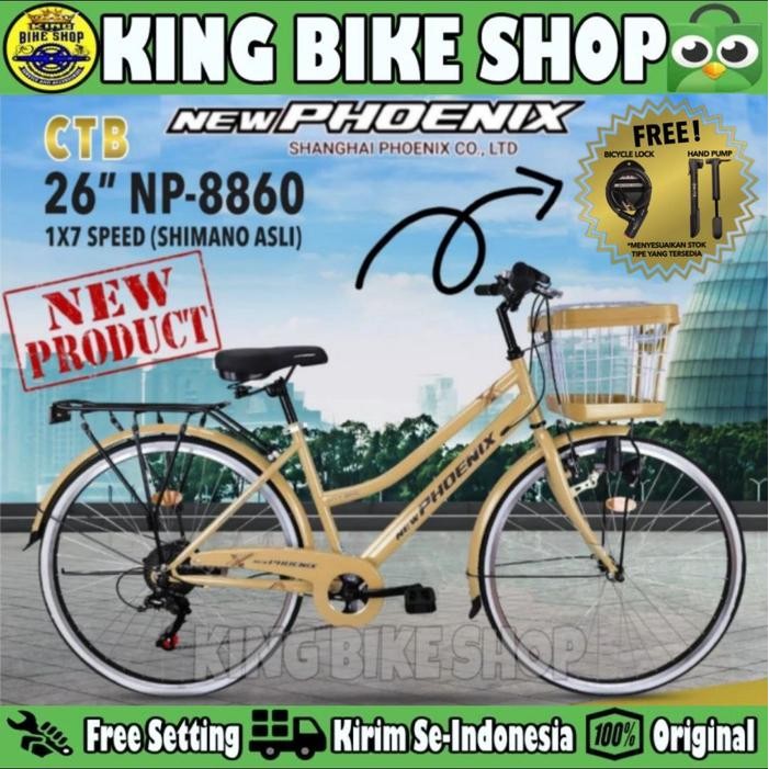 Sepeda Keranjang Dewasa Phoenix NP-8860 Ukuran 26 In 7 Speed