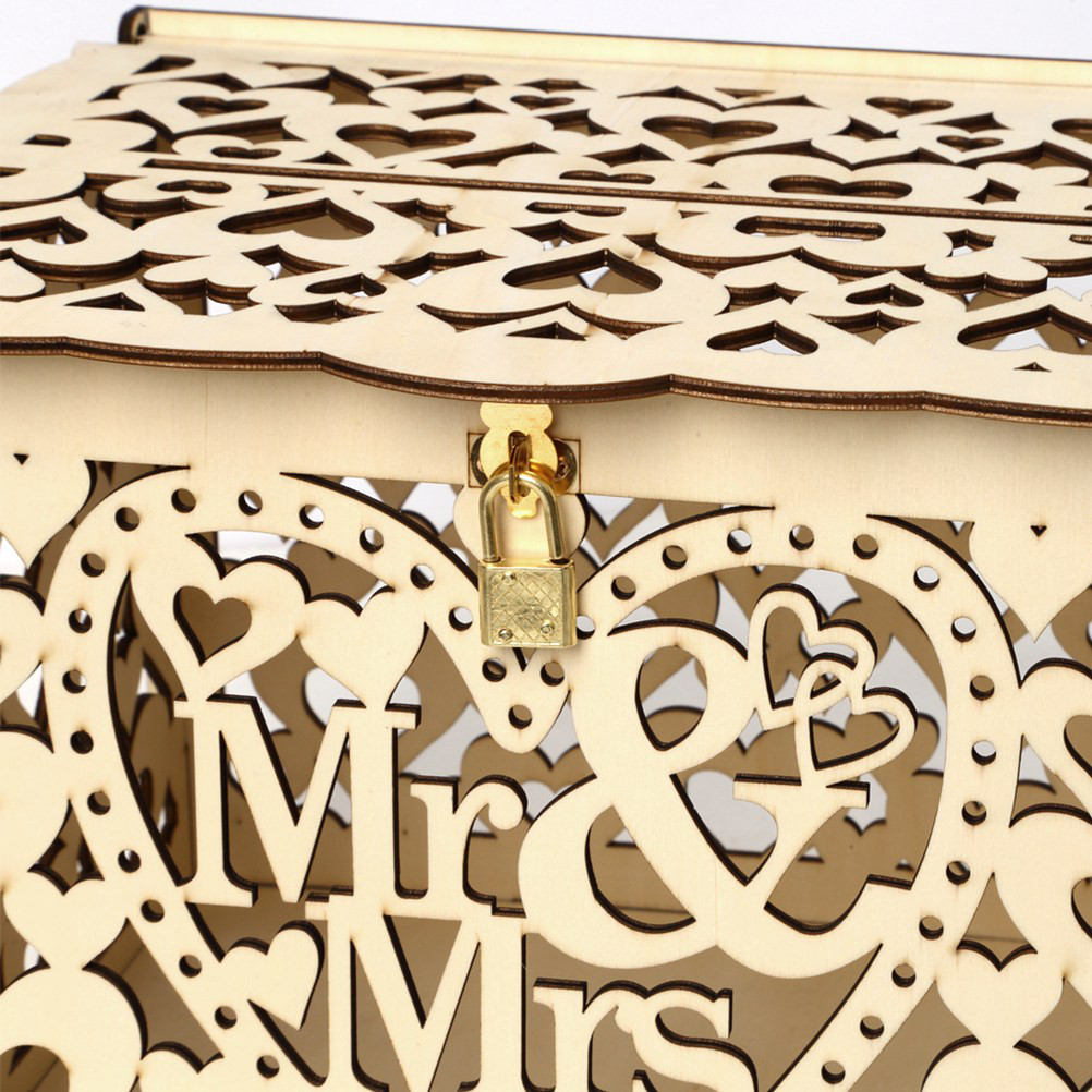 Box Wedding Gift Wooden Wood Boxes Envelope Money Fund Rustic Holder Letter Diy Reception Jewelry Fl